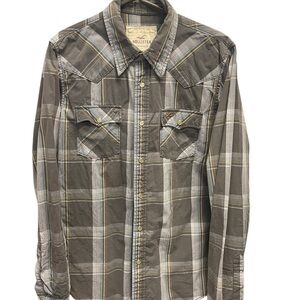 Hollister Plaid Shirt Vintage Y2K Brushpopper Style Snap Down 100% Cotton